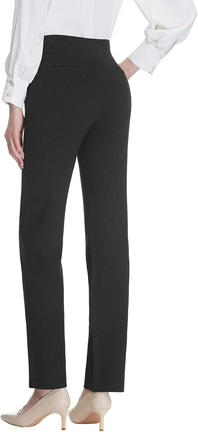 Tapata Women's Straight Leg Dress Pants Stretchy High Waist with Pockets 29''/31''/33''for Work Casual