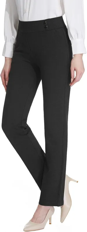 Tapata Women's Straight Leg Dress Pants Stretchy High Waist with Pockets 29''/31''/33''for Work Casual