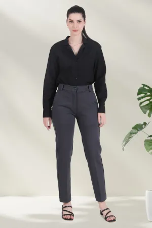 Tapered Fit Stretch Pants (High Rise), Gray