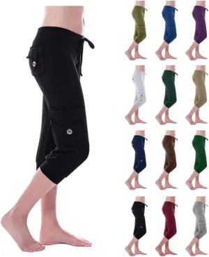 TARIENDY Cargo Capris for Women Plus Size Athletic Workout Cropped Trousers Lightweight Stretchy Jogger Pants with Pockets