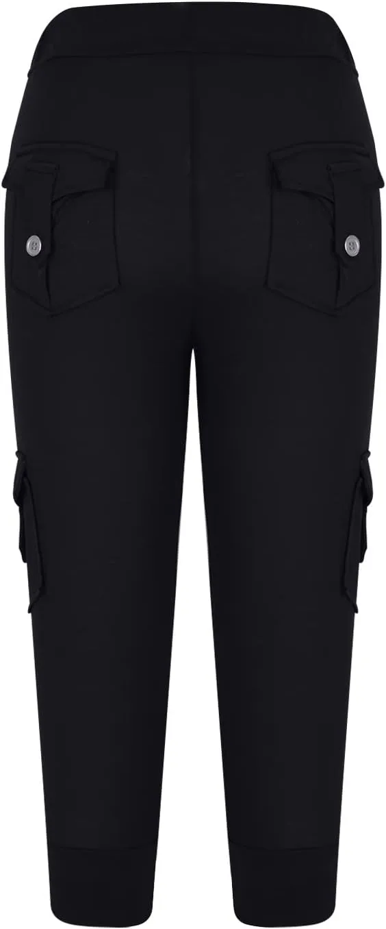 TARIENDY Cargo Capris for Women Plus Size Athletic Workout Cropped Trousers Lightweight Stretchy Jogger Pants with Pockets