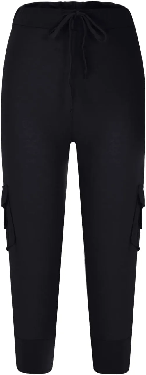 TARIENDY Cargo Capris for Women Plus Size Athletic Workout Cropped Trousers Lightweight Stretchy Jogger Pants with Pockets