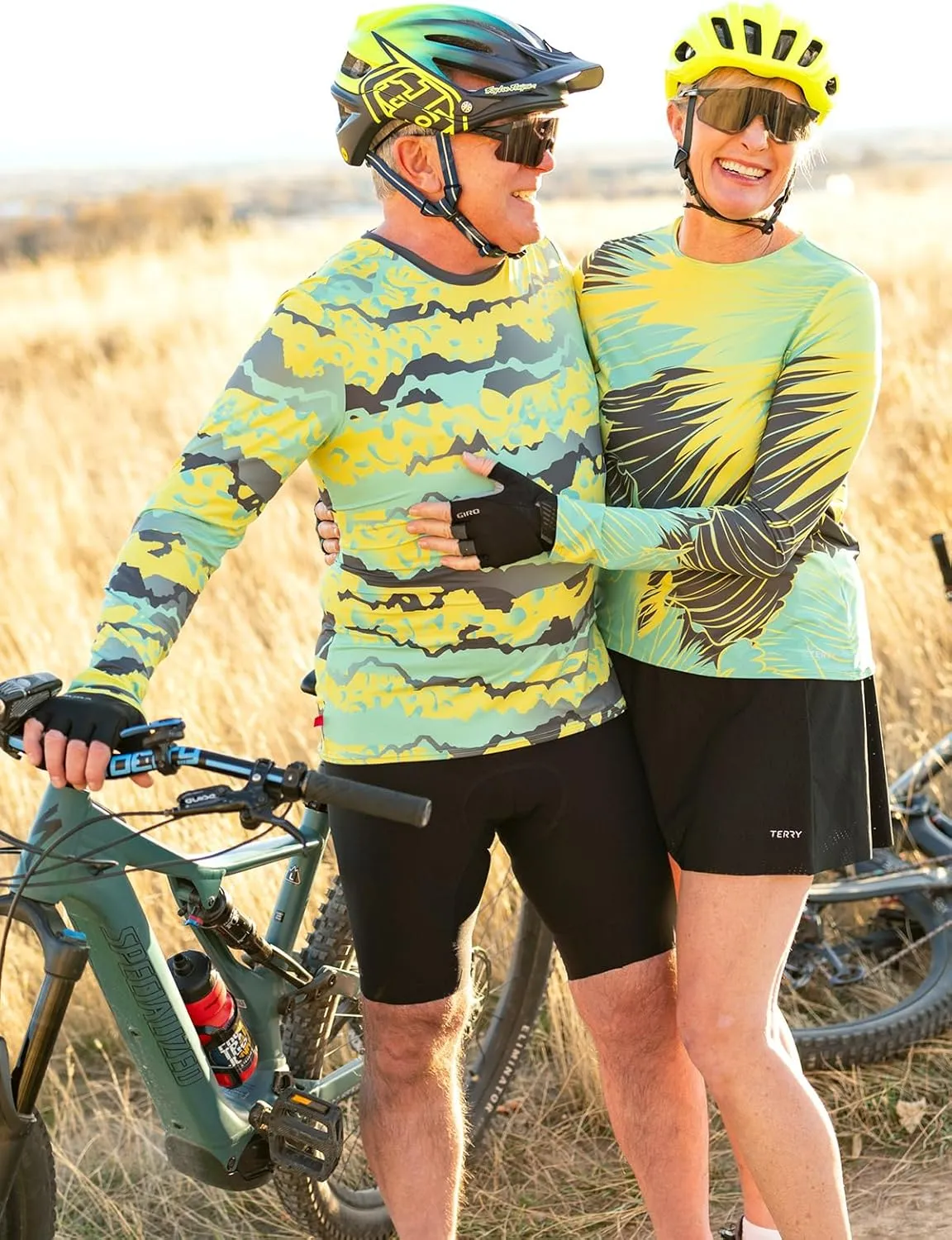 Terry Cycling Jersey Mens Soleil Long Sleeve Bike Top, UPF 50  Sun Top, Moisture Wicking, Quick Dry Hiking Biking Shirt