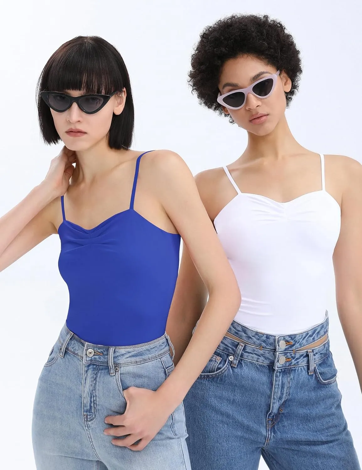 TFSDOD Women's Sleeveless Tank Top Sexy Sweetheart Neck Going Out Crop Top Cute Y2K Pleated Strappy Vest Cami Shirt