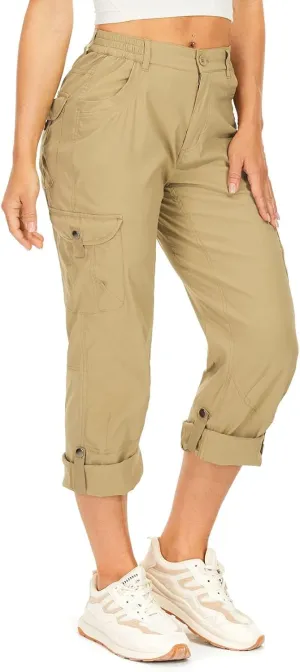 Toomett Women's Hiking Cargo Pants convertible Quick Dry UPF50  Waterproof capri Fishing Safari Travel Pants