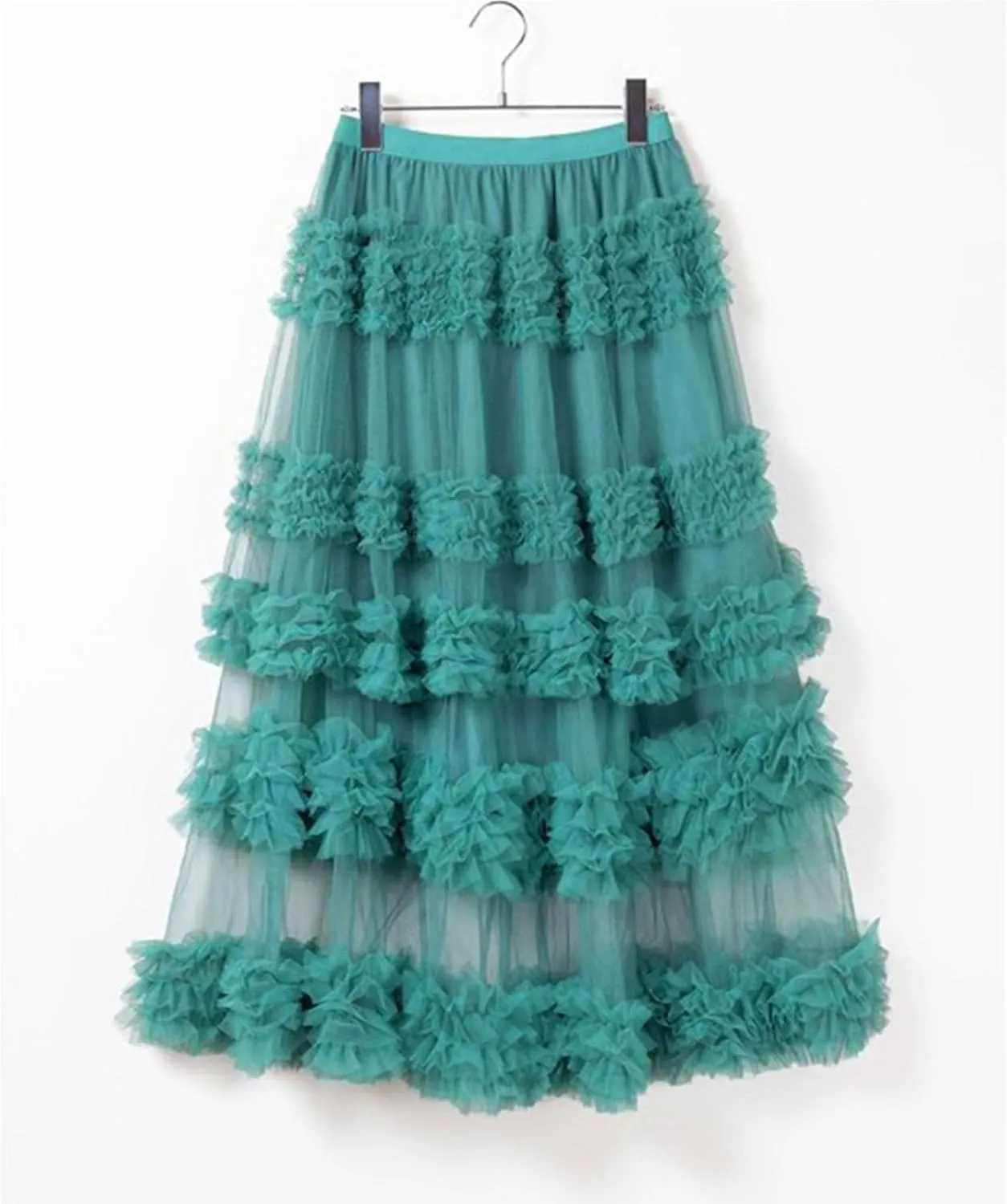 Tulle Skirts for Women Elastic Waist Ruffle Maxi Skirt Tiered Layered Mesh Y2K A-Line Skirt Puffy Tutu Chiffon Pettiskirts