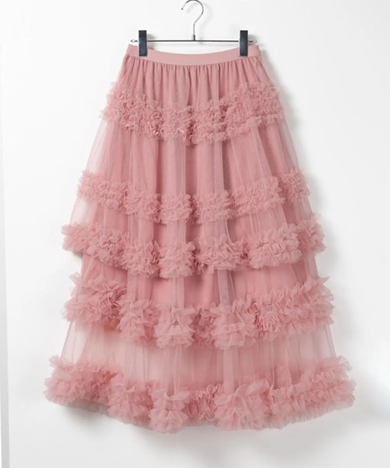 Tulle Skirts for Women Elastic Waist Ruffle Maxi Skirt Tiered Layered Mesh Y2K A-Line Skirt Puffy Tutu Chiffon Pettiskirts