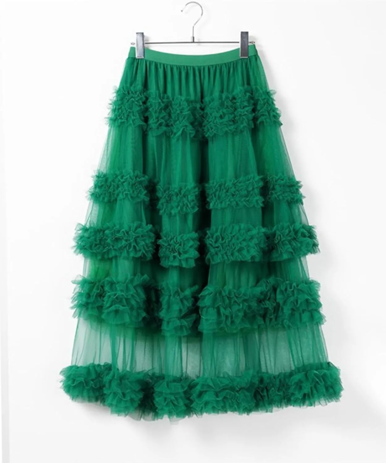 Tulle Skirts for Women Elastic Waist Ruffle Maxi Skirt Tiered Layered Mesh Y2K A-Line Skirt Puffy Tutu Chiffon Pettiskirts