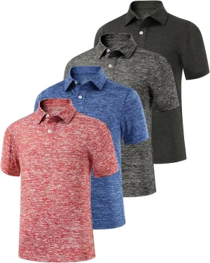 Ullnoy Boys Short Sleeve Polo Shirt Moisture Wicking Golf Shirt Kids School Camp Uniform Shirts Boys 4 Pack