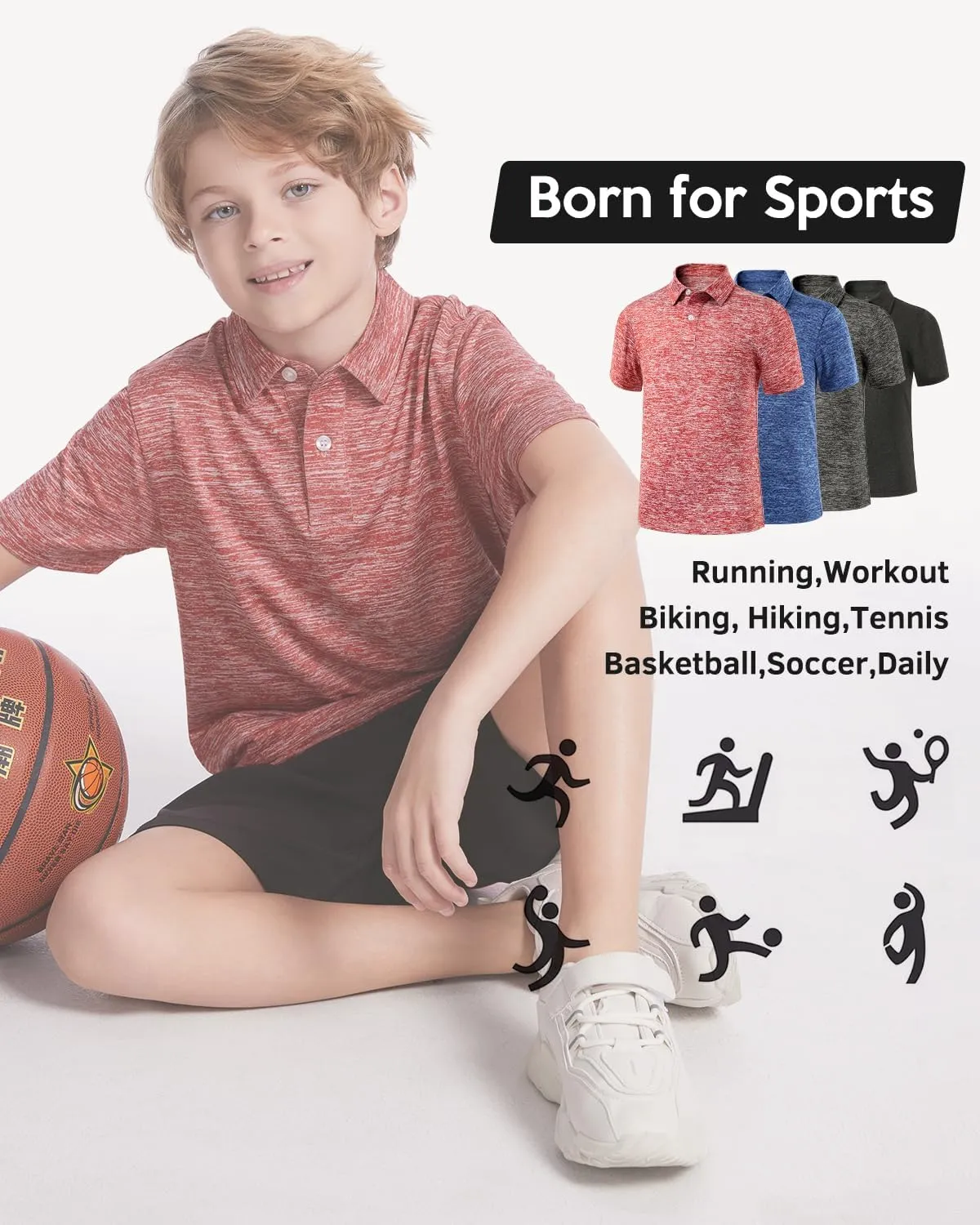 Ullnoy Boys Short Sleeve Polo Shirt Moisture Wicking Golf Shirt Kids School Camp Uniform Shirts Boys 4 Pack