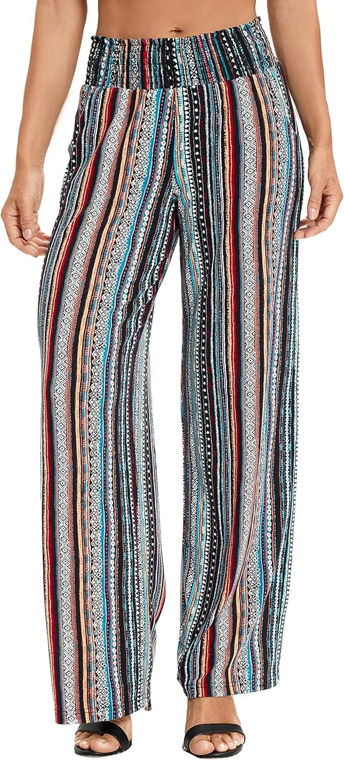 Urban CoCo Women's Boho Palazzo Pants Wide Leg Beach Pants High Waisted Lounge Pants with Pockets