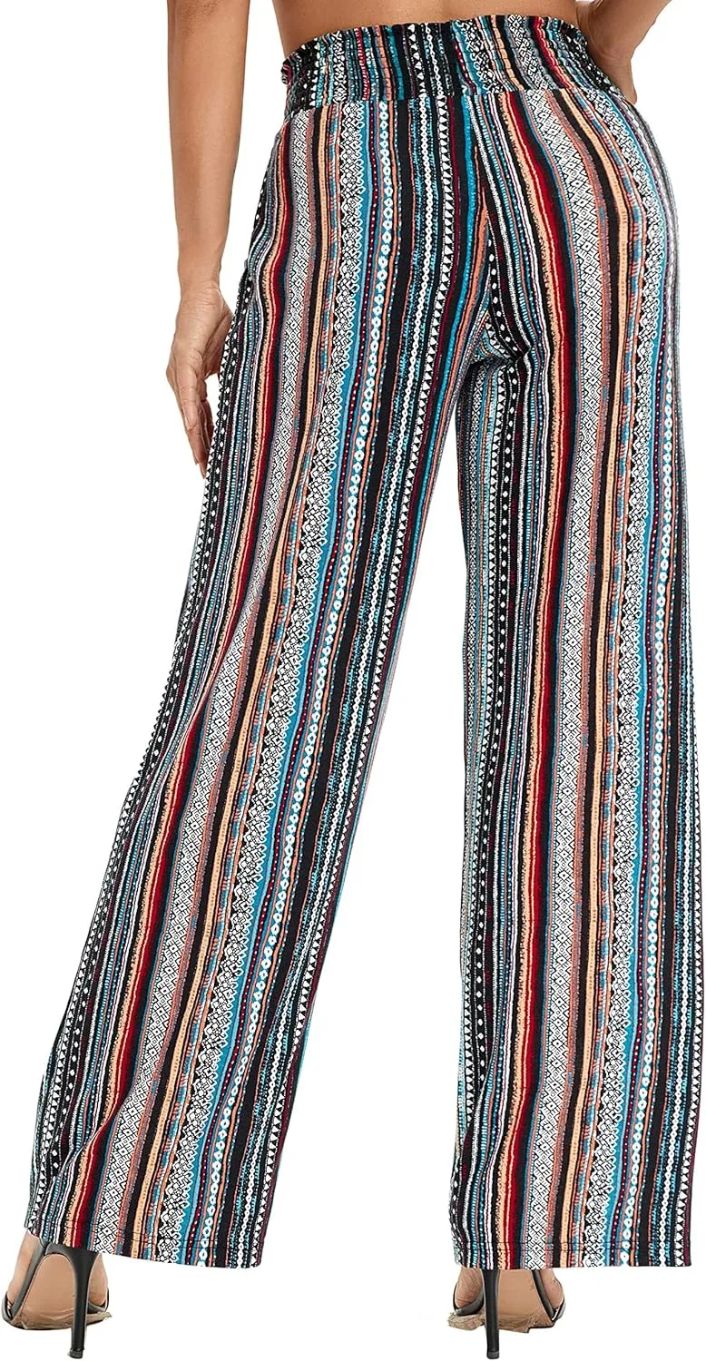 Urban CoCo Women's Boho Palazzo Pants Wide Leg Beach Pants High Waisted Lounge Pants with Pockets