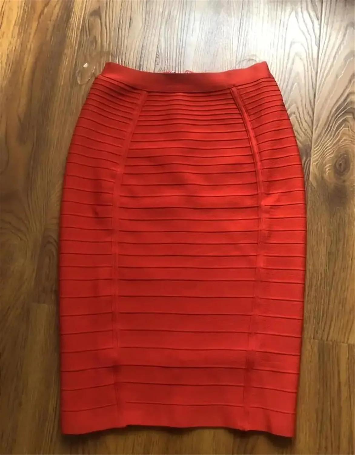 Women Elastic Bodycon Pencil Skirt Solid Zipper Bandage Medium Strecth Skirt