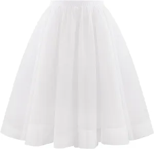 Women Elastic Ruffle Underskirts for Cosplay Tutu Skirt A-Line Tulle Party Midi Skirt Elegant Lightweight Petticoat