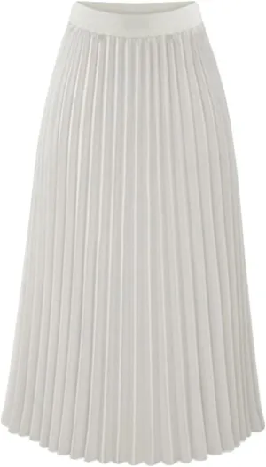 Women High Elastic Waist Pleated Chiffon Skirt Midi Swing Flare Casual A-line Skirts Pleated Midi Skirts for Women