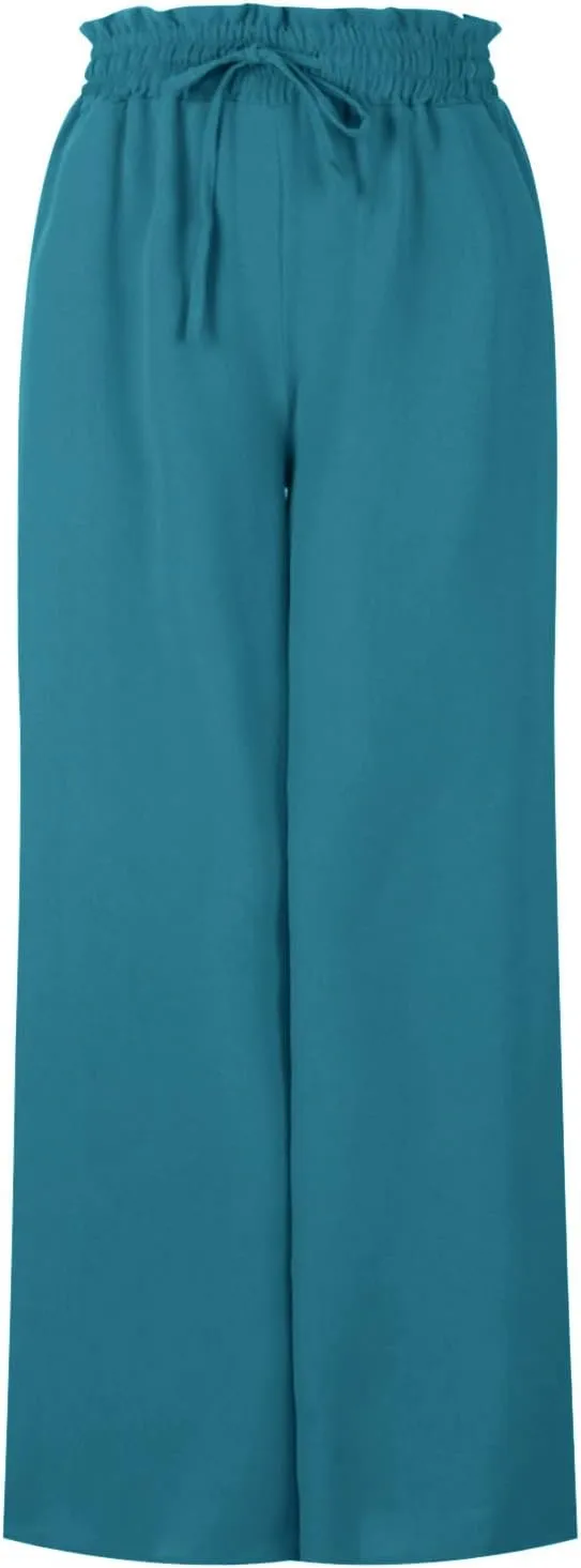 Women High Waist Wide Leg Palazzo Pants Dressy Casual Flowy Pants Loose 2024 Fall Long Lounge Trousers with Pockets