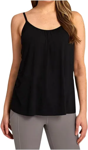 Women Plus Size Tank Top Built-in Bra Spaghetti Strap Camisole Scoop Neck Sleeveless Cami Top Loose Flowy Tunic Shirt