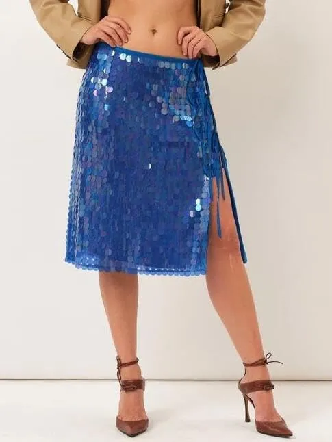 Women Y2k Sequin Long Skirt Sparkly Beaded Floral Maxi Skirt Rhinestone Glitter Midi Skirt Streetwear
