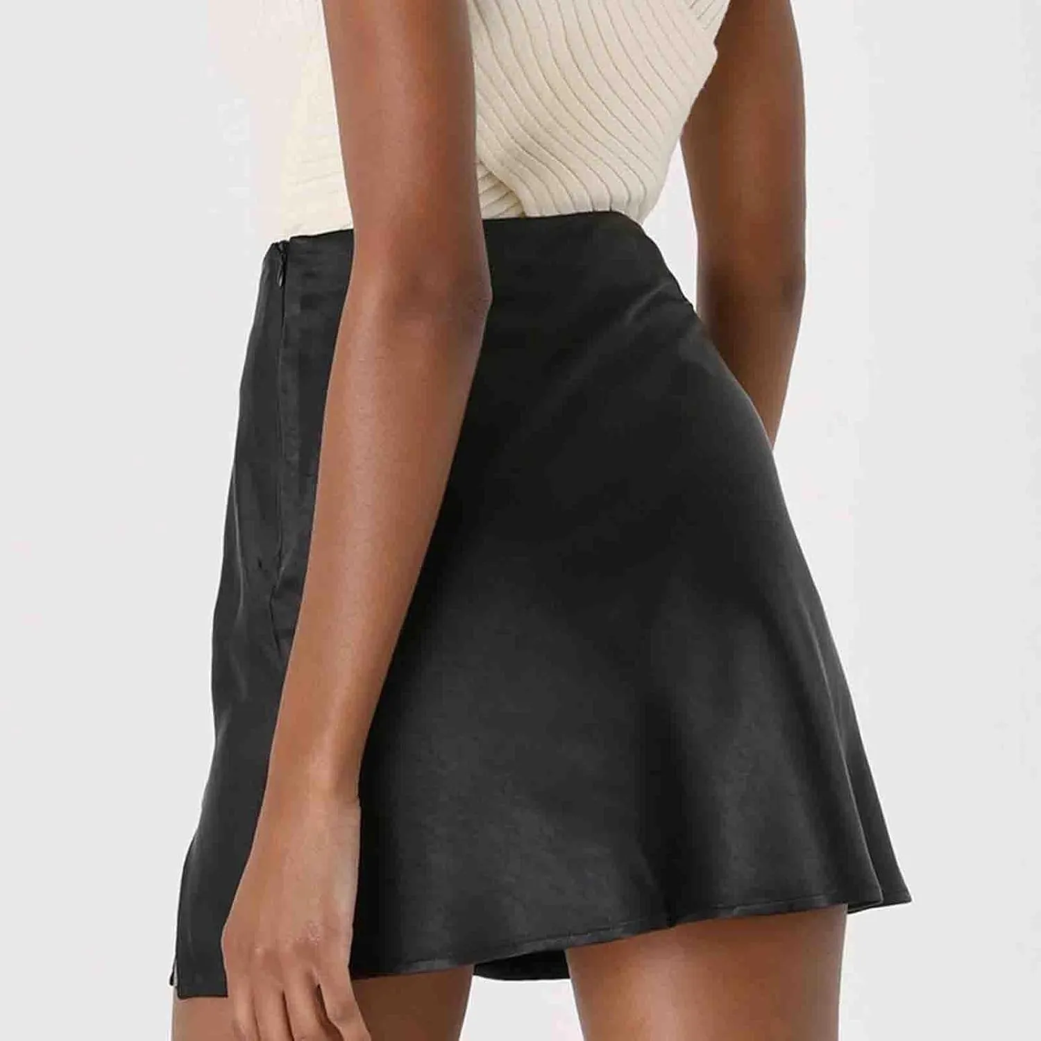 Women's 2025 Summer Side Slit High Waisted Mini Skirt Satin Side Split Bodycon Short Skirt Casual A-Line Party Skirt
