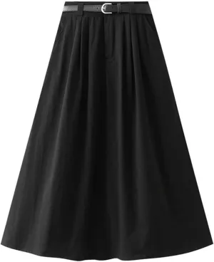 Women's A Line Flared Midi Skirt High Waisted Comfy Pleated Fashion 2025 Casual Skirt Slim Fit Lounge Cargo Skirt