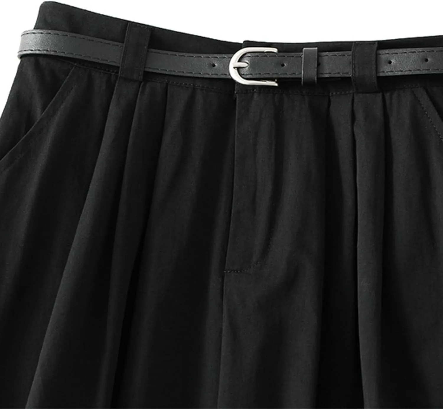 Women's A Line Flared Midi Skirt High Waisted Comfy Pleated Fashion 2025 Casual Skirt Slim Fit Lounge Cargo Skirt