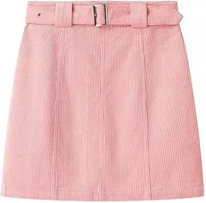 Women's Basic High Waisted Pencil Bodycon Corduroy Solid Short Skirt Casual Fashion Temperament Sexy Elegant Skirts