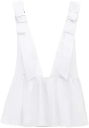 Women's Bow V Neck Solid Color Camisole Top