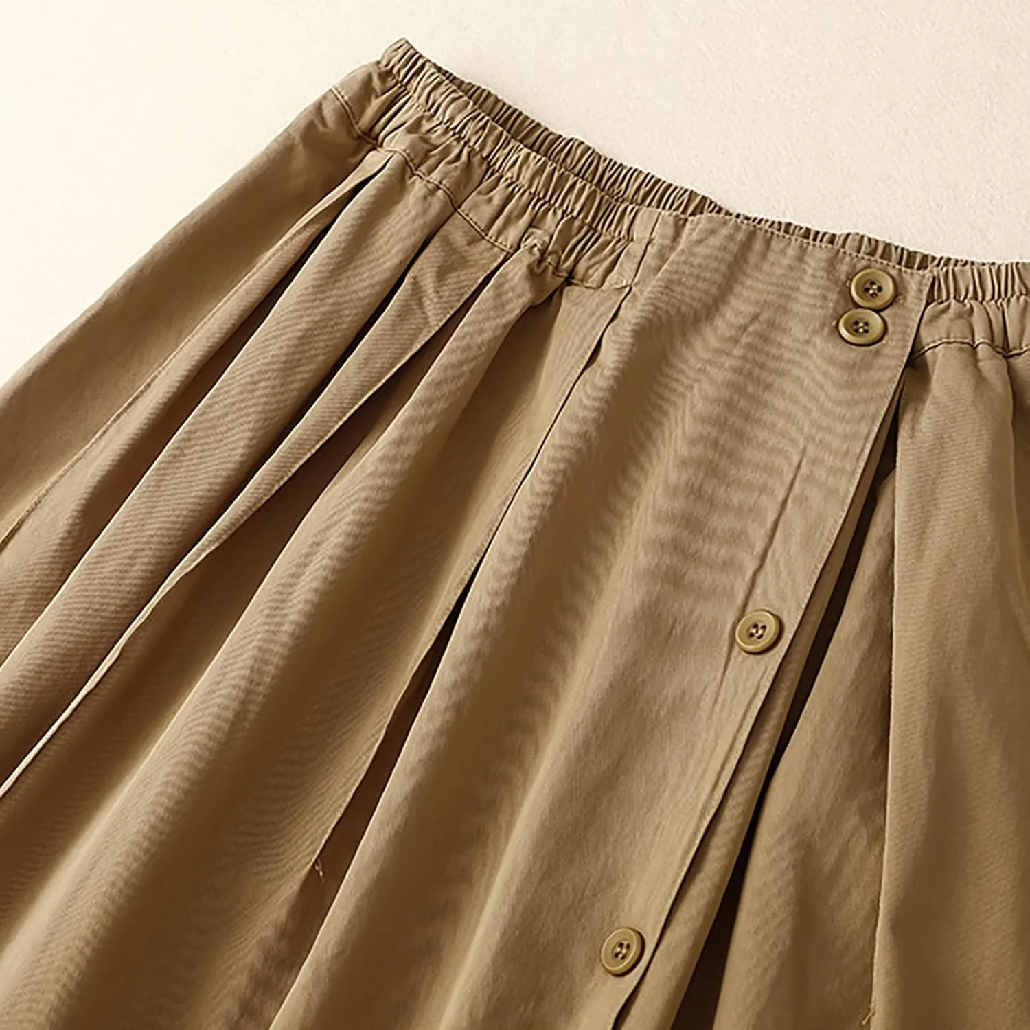 Women's Casual Midi Skirt, Fashion Side Split Button Down Clothes High Waist All Match A-Line Comfy Pleated Skirts