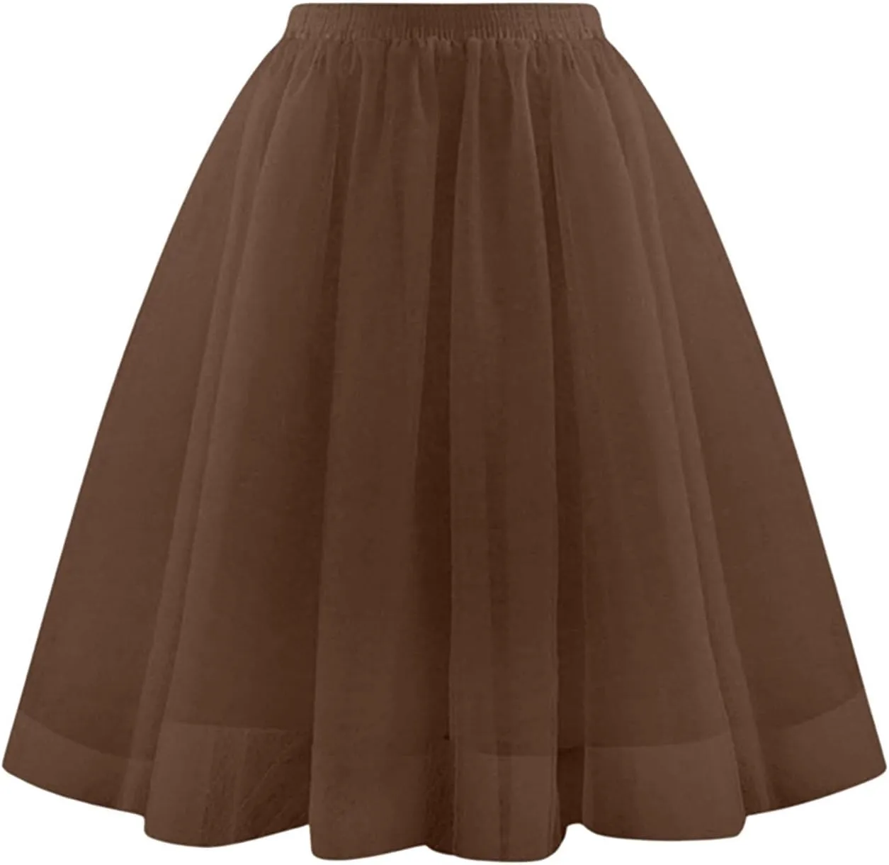 Women's Elegant Elastic Ruffle Petticoat Lightweight Underskirts for Cosplay Party Midi Skirt Tulle A-Line Tutu Skirt