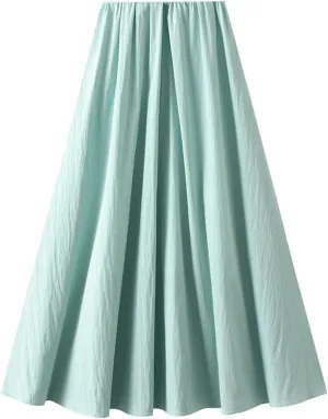 Women's Flowy Maxi Skirt Summer Pleated High Waisted A-Line Flared Long Skirts Elegant Dressy Casual Long Skirts