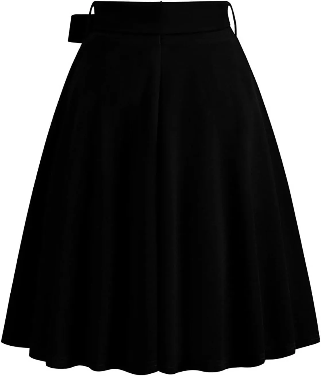 Women's High Waist A-Line Skirt Lace Up Flared Hepburn Midi Skirts Vintage Cocktail Party Swing Knee Length Skirt