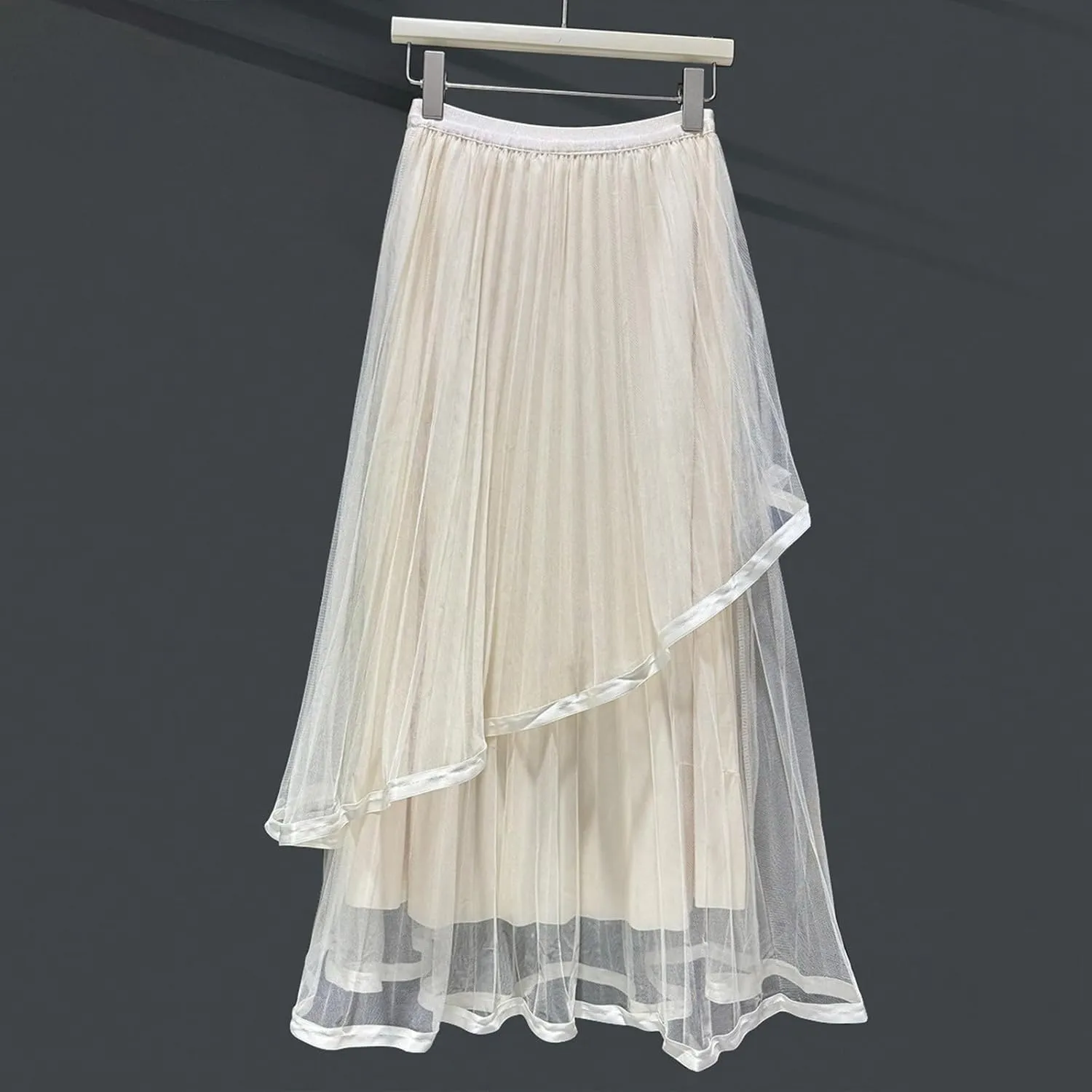Women's High Waist Three Flower Mesh Skirt Design Sense of Irregular Fairy Pleated Skirt A Line Floral Skirt Mini