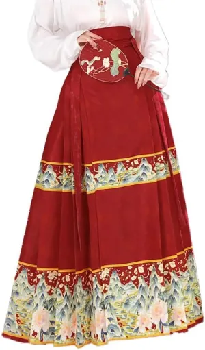 Women's Long Horse Face Skirt Traditional Ming Dynasty Horse Face Pleated Skirt Chinese Ancient Horse Face Skirt