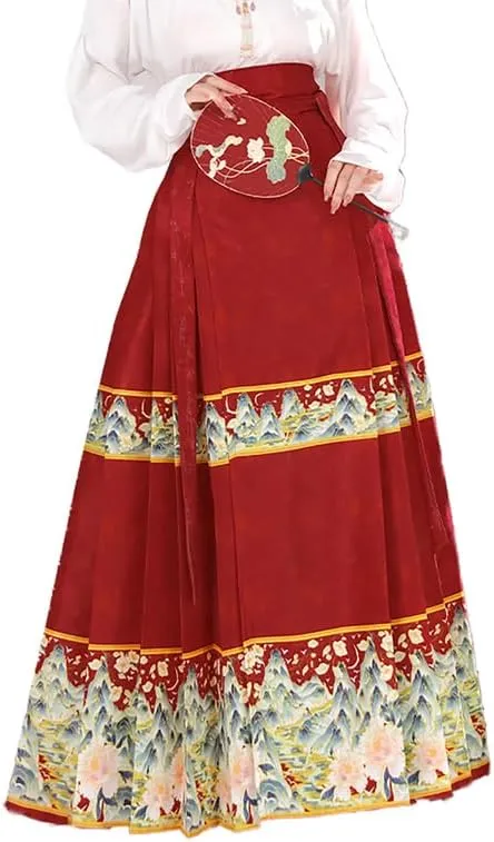 Women's Long Horse Face Skirt Traditional Ming Dynasty Horse Face Pleated Skirt Chinese Ancient Horse Face Skirt