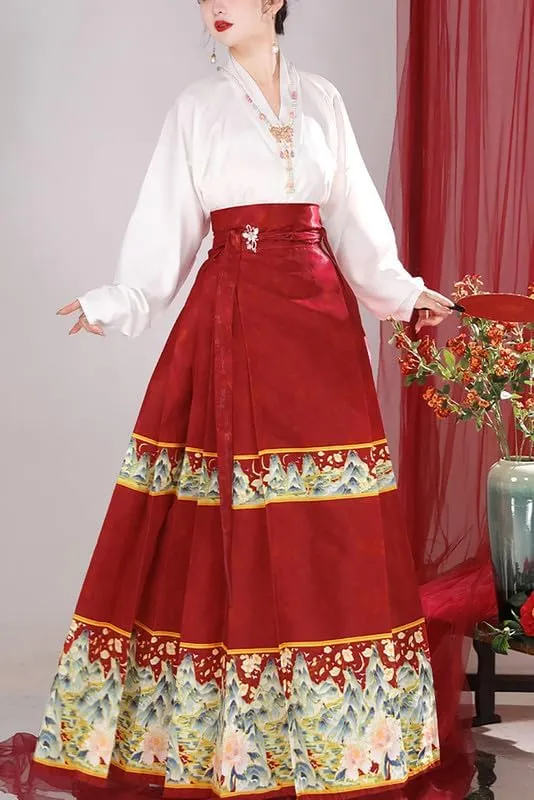 Women's Long Horse Face Skirt Traditional Ming Dynasty Horse Face Pleated Skirt Chinese Ancient Horse Face Skirt