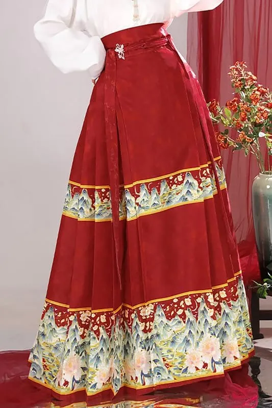Women's Long Horse Face Skirt Traditional Ming Dynasty Horse Face Pleated Skirt Chinese Ancient Horse Face Skirt