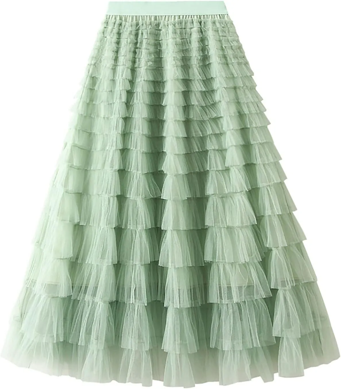 Women's Long Maxi Tulle Skirts A Line Ruffle High Waisted Tiered Layered Mesh Tutu Skirt Petticoat Costumes
