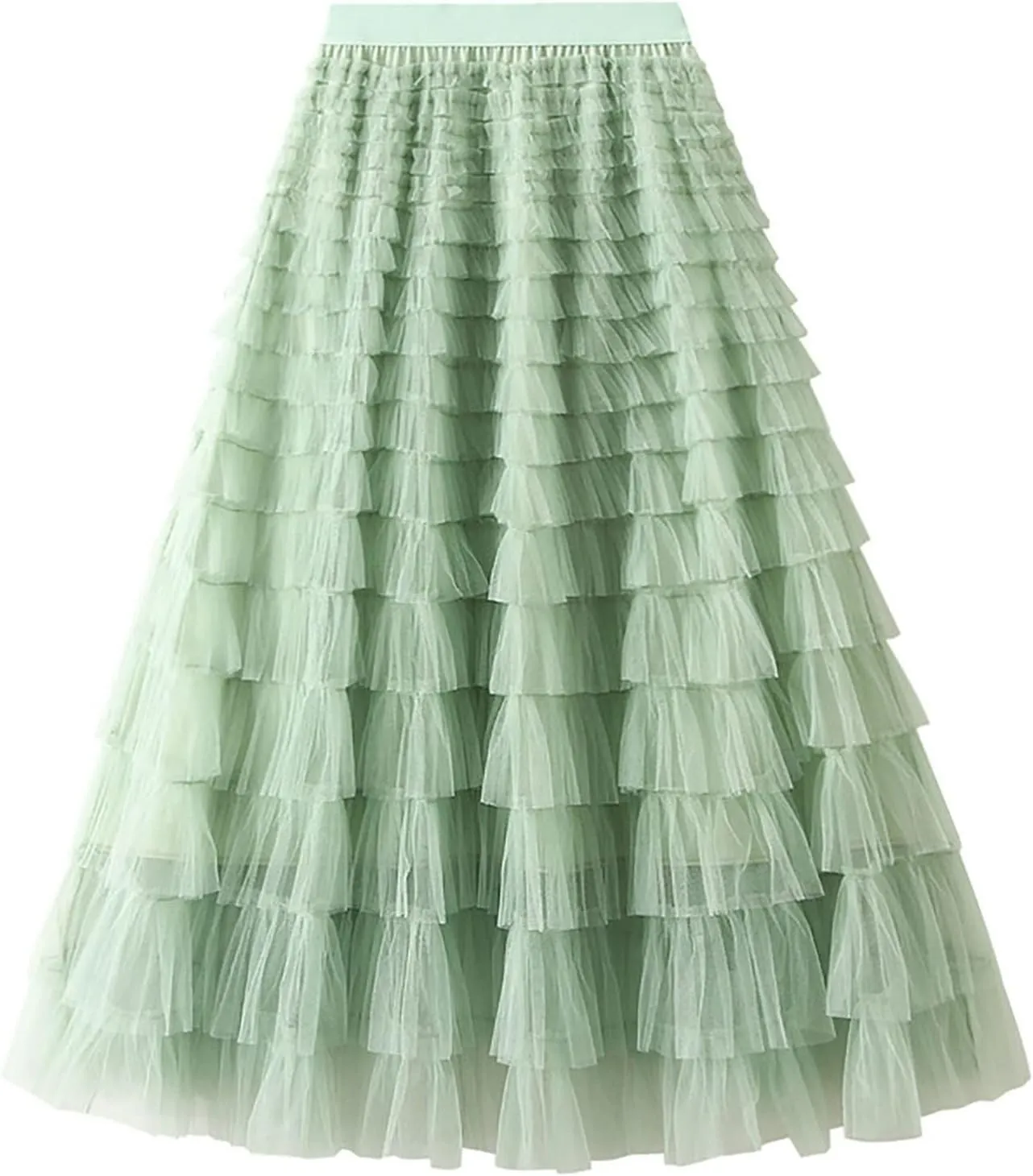 Women's Long Maxi Tulle Skirts A Line Ruffle High Waisted Tiered Layered Mesh Tutu Skirt Petticoat Costumes