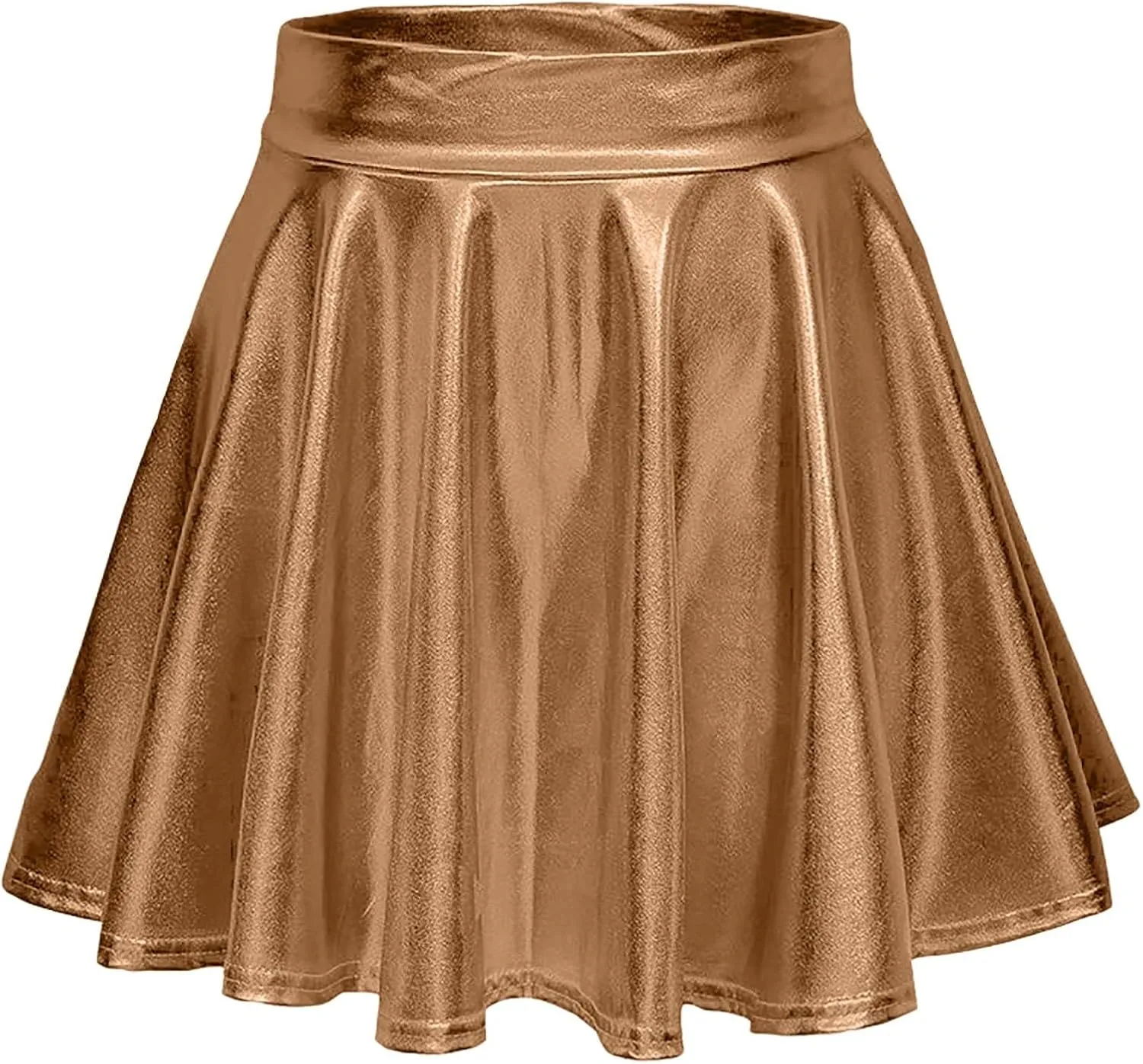 Women's Metallic Skater Skirt Sparkly Shiny Flared Pleated A Line Mini Skort Plus Size Skater Party Skirt