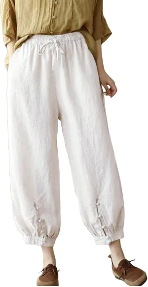 Women's Pants, Casual Pants Lounge Linen Straight Leg Peasant 2025 Wide Elastic