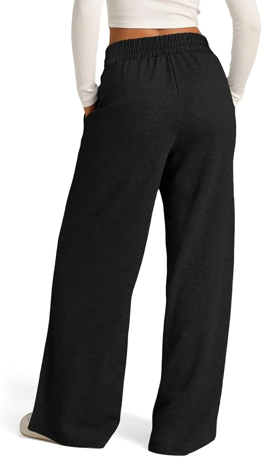 Women's Pants, High Waisted Straight Leg Linen Pants Wide Summer Sweatpants Palazzo