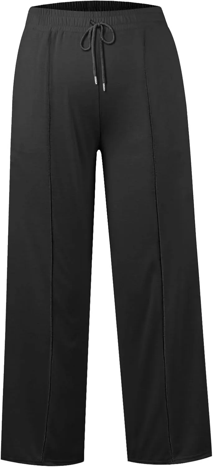 Women's Pants, High Waisted Straight Leg Linen Pants Wide Summer Sweatpants Palazzo