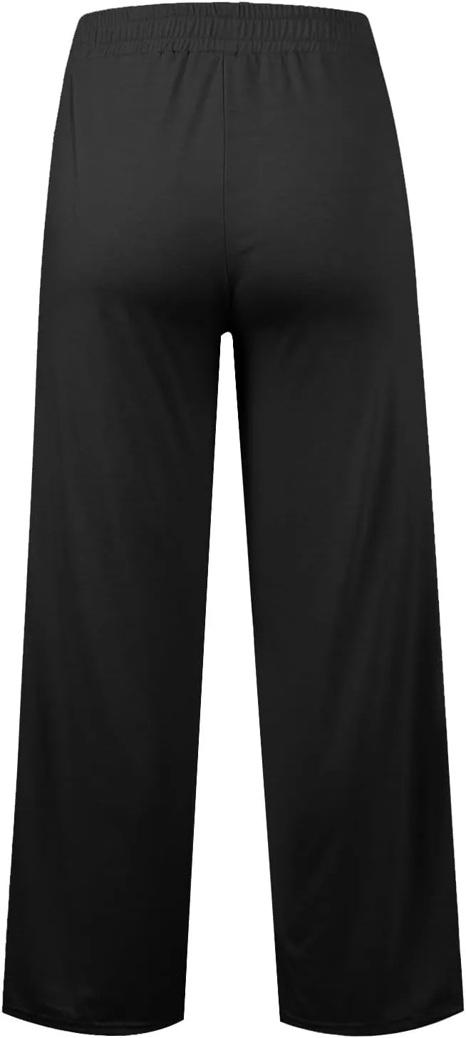 Women's Pants, High Waisted Straight Leg Linen Pants Wide Summer Sweatpants Palazzo