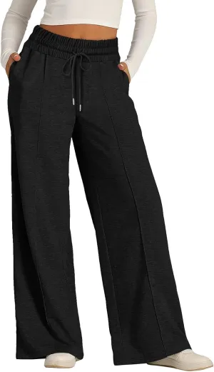 Women's Pants, High Waisted Straight Leg Linen Pants Wide Summer Sweatpants Palazzo
