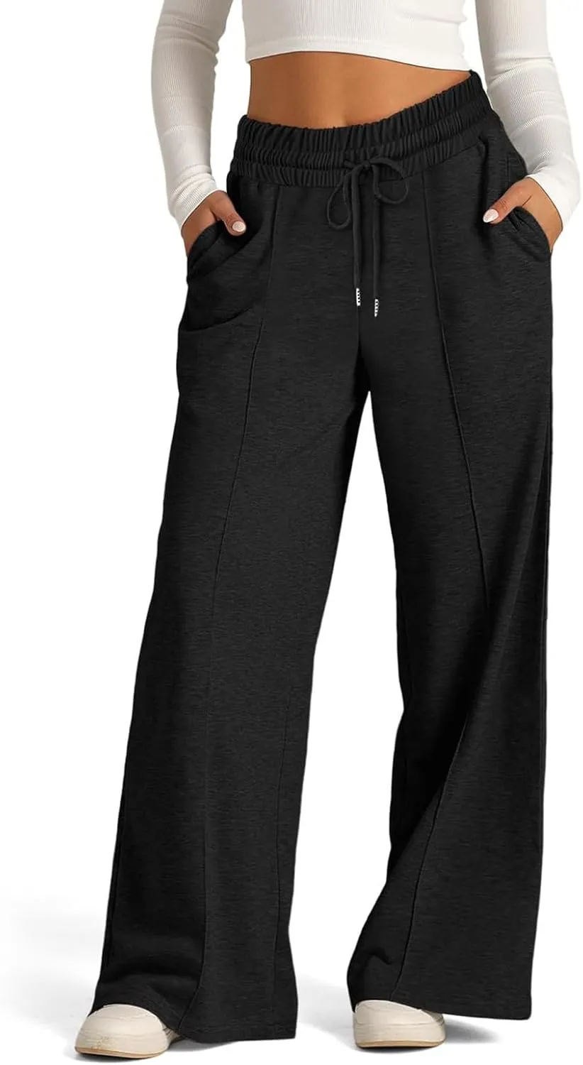 Women's Pants, High Waisted Straight Leg Linen Pants Wide Summer Sweatpants Palazzo