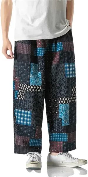 Women's Patchwork Plaid Harem Pants, Cotton Harajuku Pants, Loose Street Pants