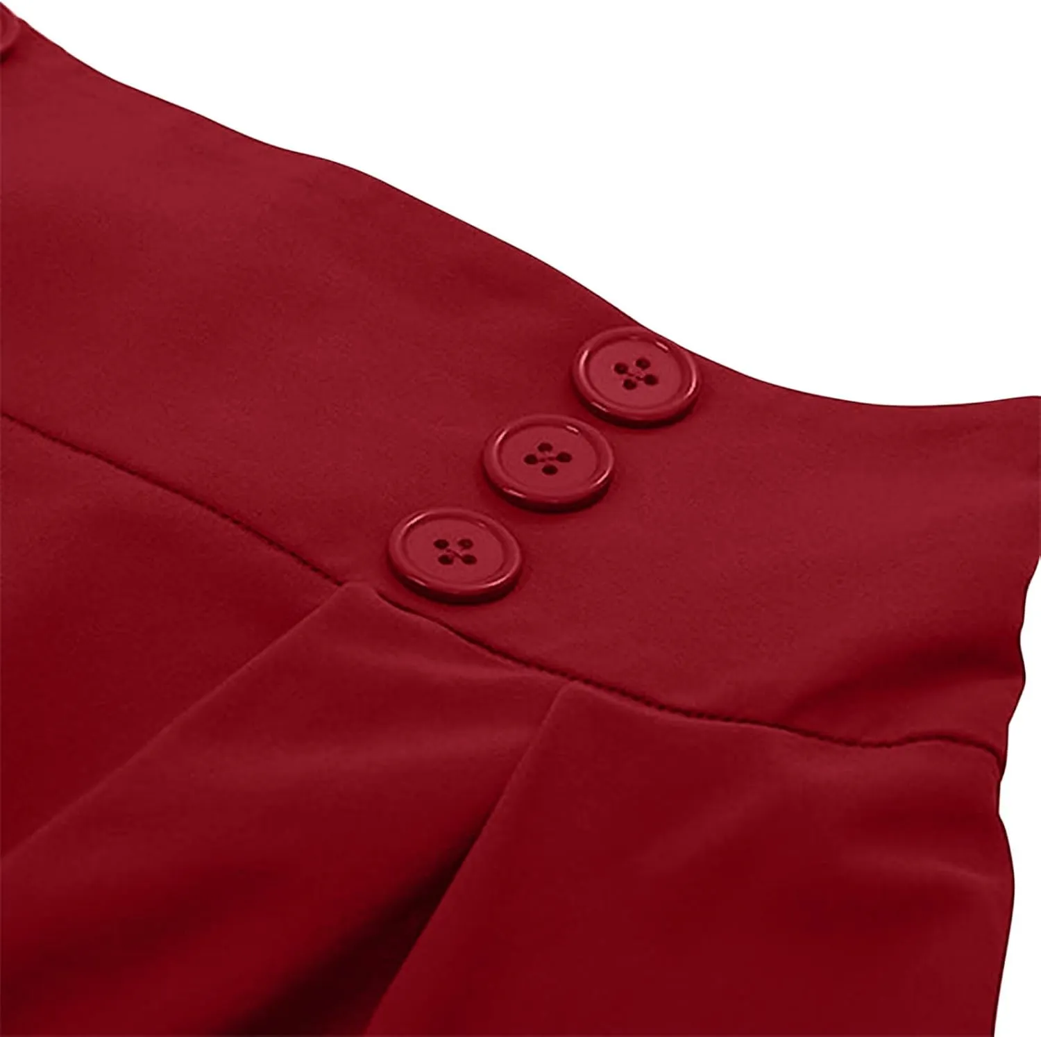 Womens Pleated Skirt High Waist Midi Skirts A Line Vintage Skirts Dressy Casual Button Skirt Elegant Cocktail Skirts