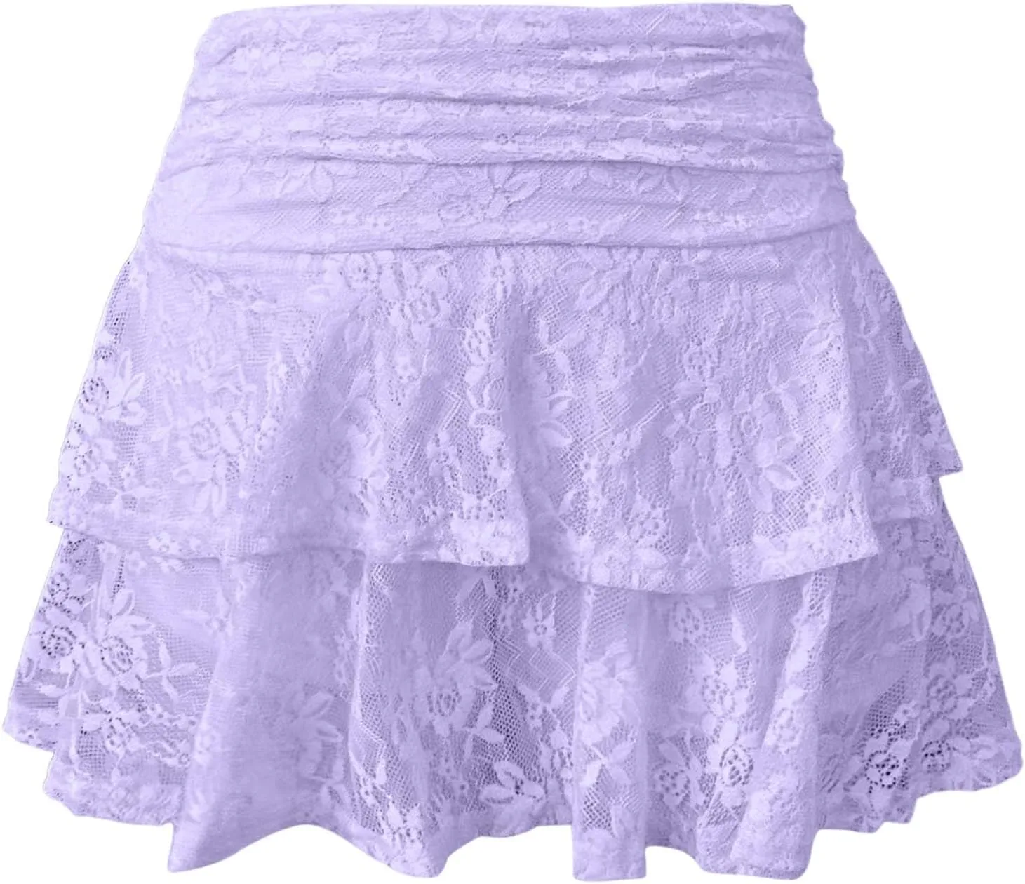 Womens Pleated Skirt High Waisted Ruffle Cute Flowy Layered Mini Skirt Skort Sports Skater Running Skorts