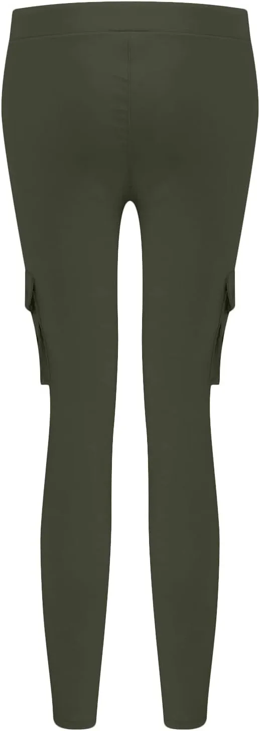 Womens Skinny Cargo Pants Casual Drawstring High Waist Stretch Cargo Joggers Butt Lift Pencil Trousers with Pockets