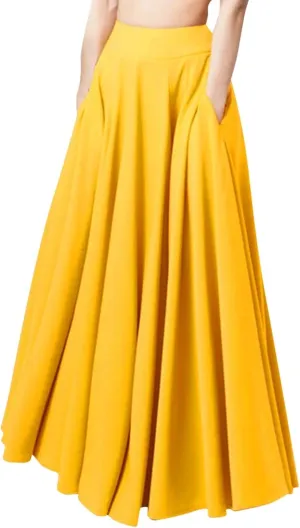 Womens Skirt Solid Color Midi Long Shirring Pleated Skirts High Waisted A Line Skirts Casual Skirt for Women